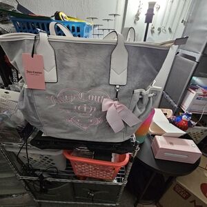 Juicy Couture Gray Tote with Pink Details
